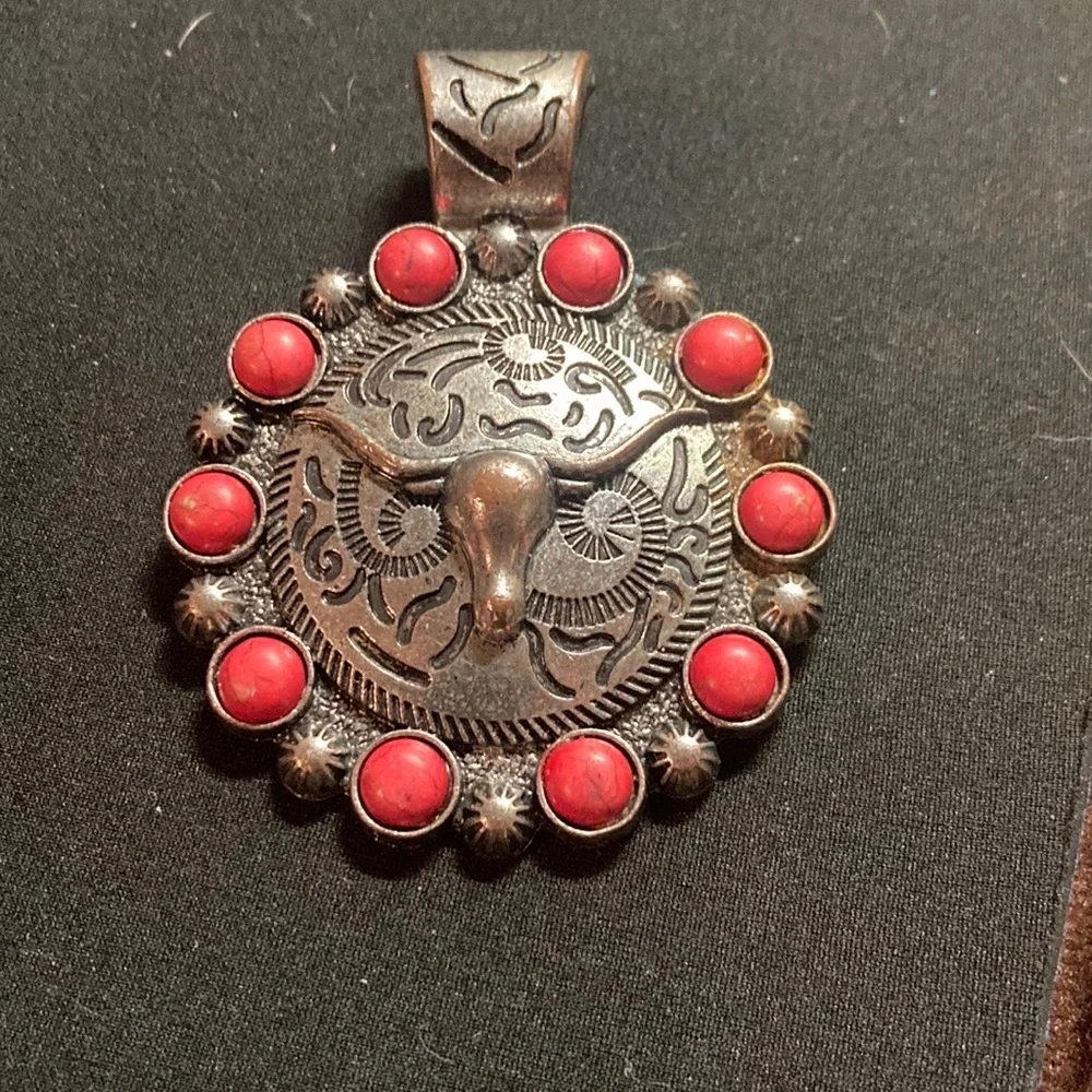 Very Large Coral Cluster Pendant old and Vintage  longhorn custom made pendant - Picture 5 of 8